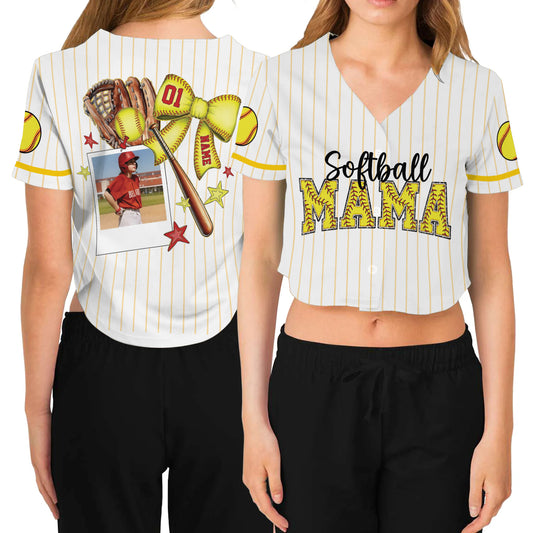 Custom Softball Mom Gameday Crop Top Baseball Jersey