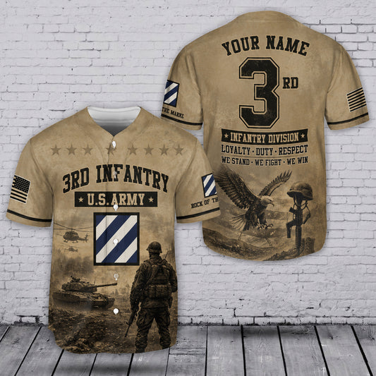 Custom Name 3rd Infantry Division Baseball Jersey