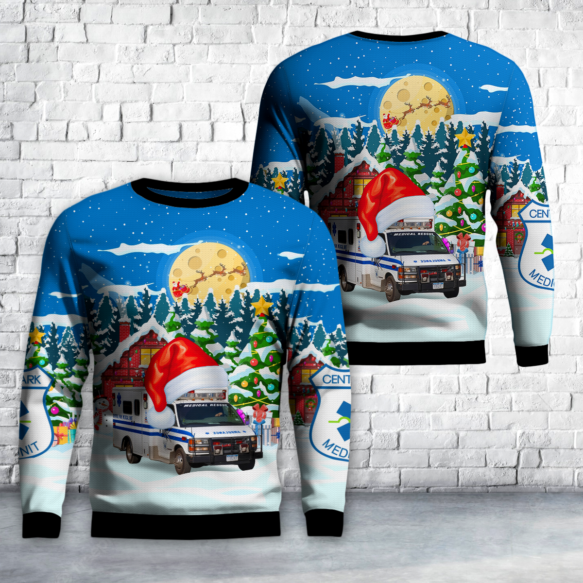 Manhattan, New York City, Central Park Medical Unit (CPMU) Christmas AOP Sweater