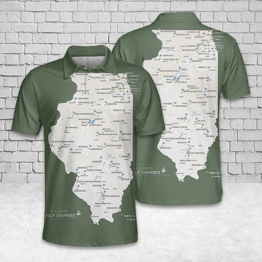 Map Of Illinois Golf Courses Polo Shirt