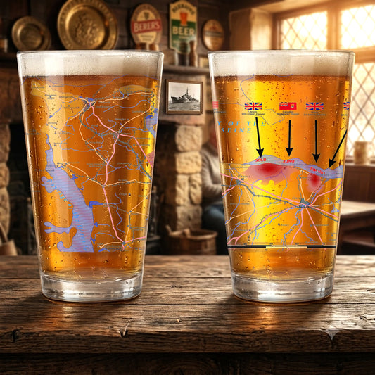 Map of the D-Day landings 16oz Pint Beer Glass