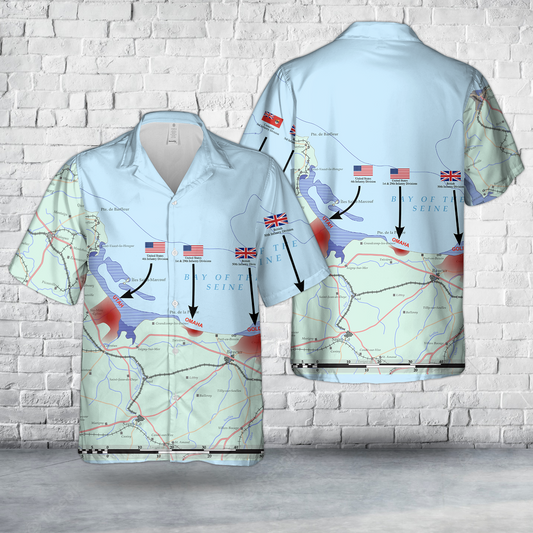 Map of the D-Day landings Hawaiian Shirt
