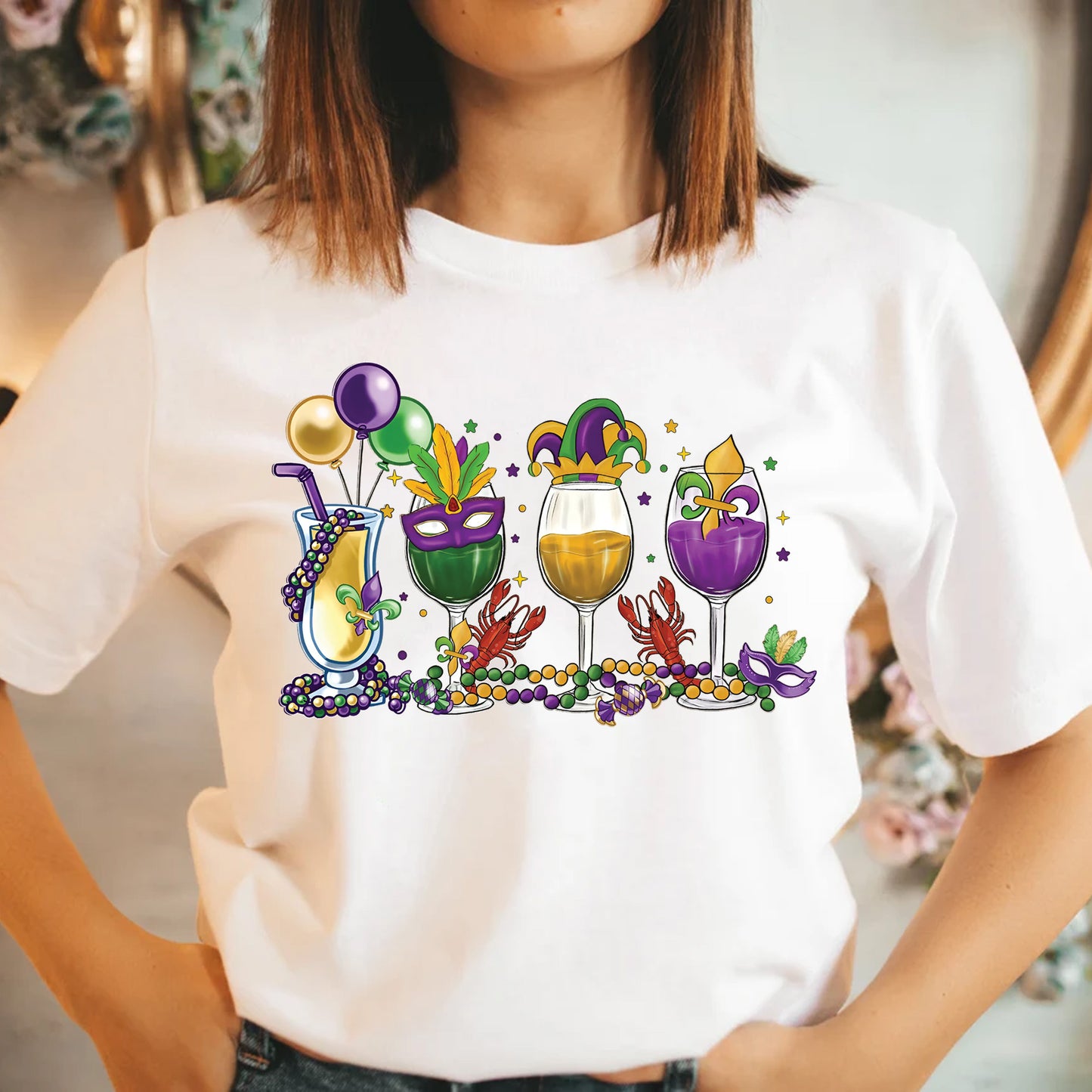 Mardi Gras Drinking Party Classic Unisex T-Shirt Gildan 5000 (Made In US)