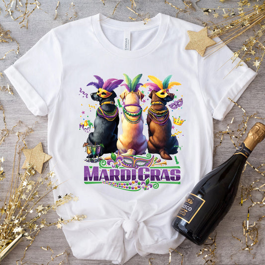 Mardi Gras Labrador Classic Unisex T-Shirt Gildan 5000 (Made In US)