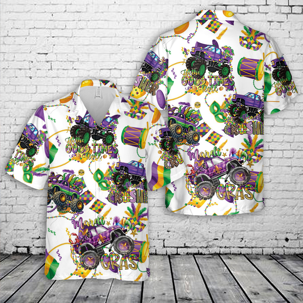 Mardi Gras Monster Truck Hawaiian Shirt