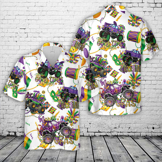 Mardi Gras Monster Truck Hawaiian Shirt