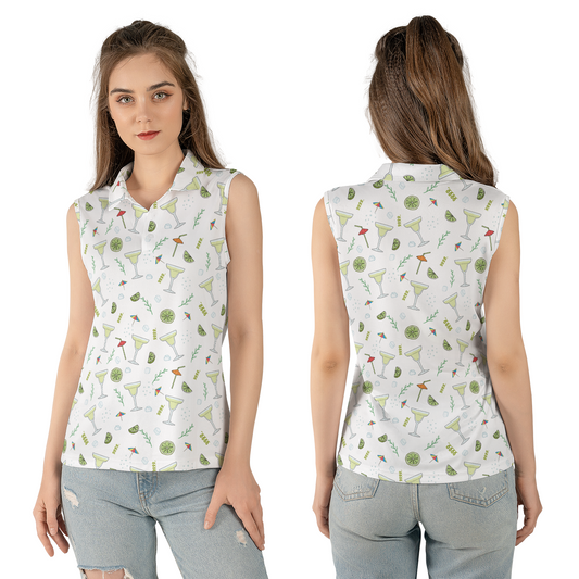 Margarita Cocktail Women's Sleeveless Athleisure Polo Shirt