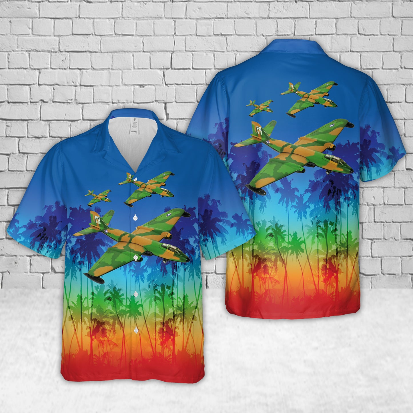 Martin B-57B Canberra 53-3878 8th TBS 35th TFW U.S. Air Force Phan Rang Air Base Vietnam 1968 Hawaiian Shirt