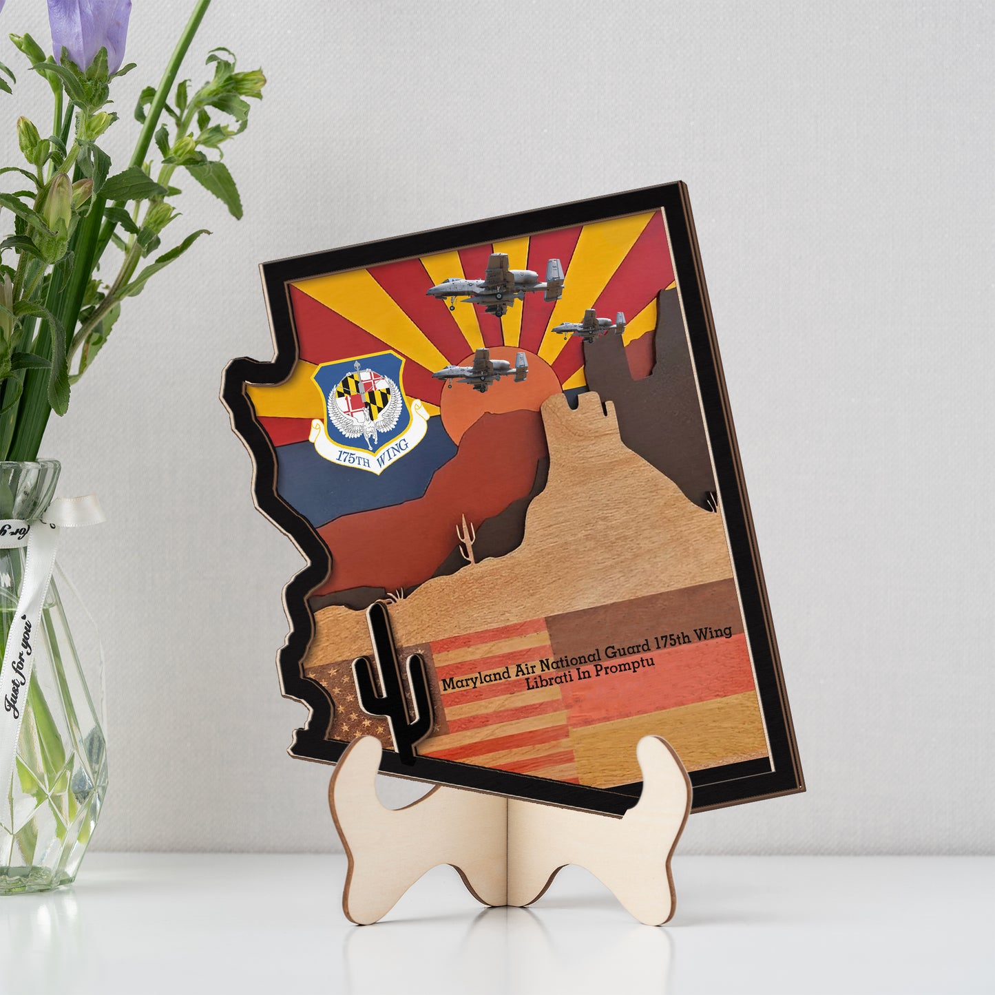 Maryland Air National Guard 175th Wing (175 WG) A-10C Thunderbolt II Custom Shape 2-layer Wooden Sign