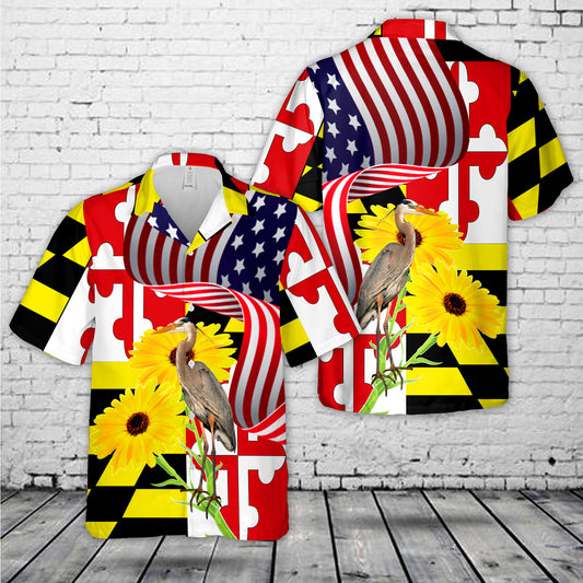 Maryland Blue Heron Hawaiian Shirt