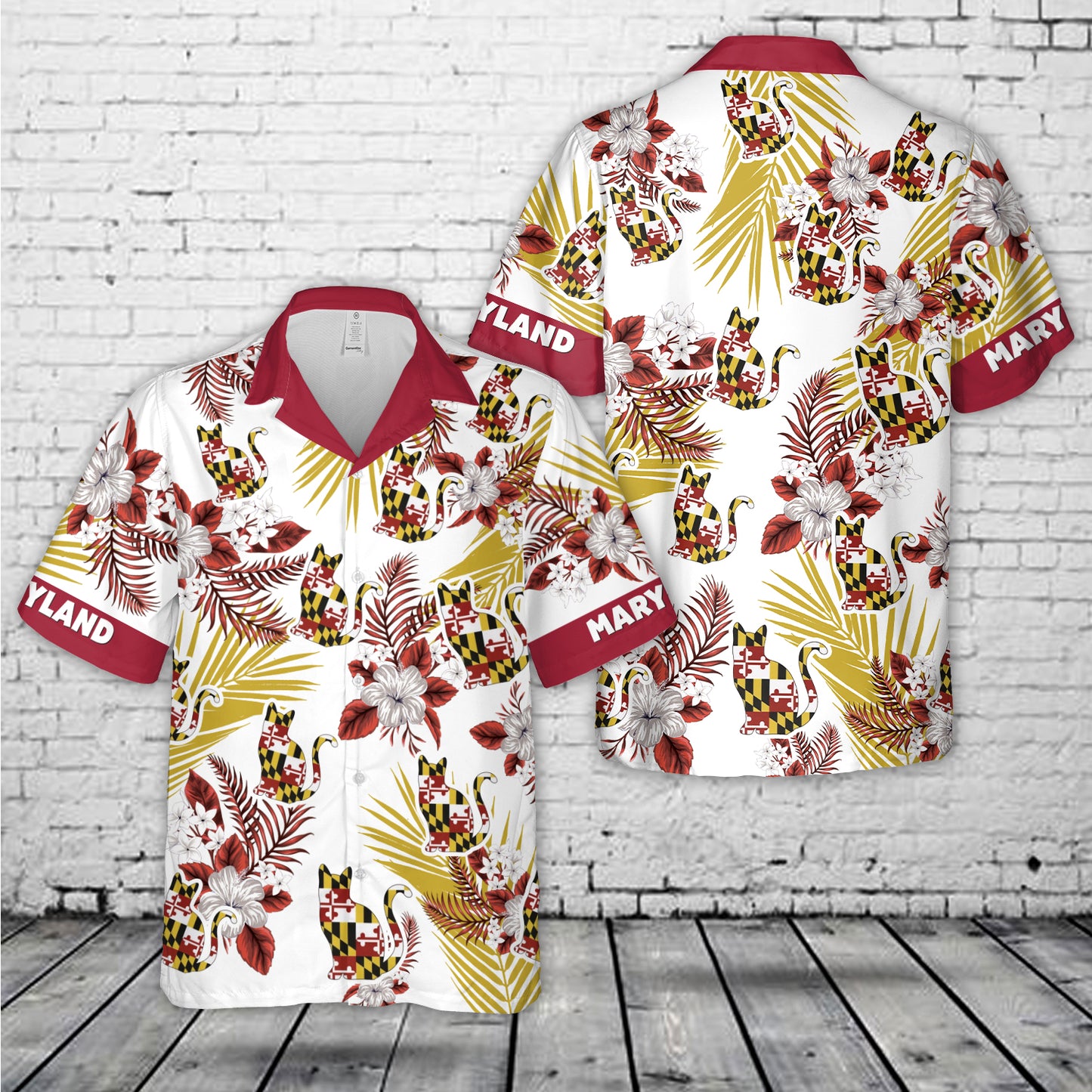 Maryland Flag Cat Hawaiian Shirt