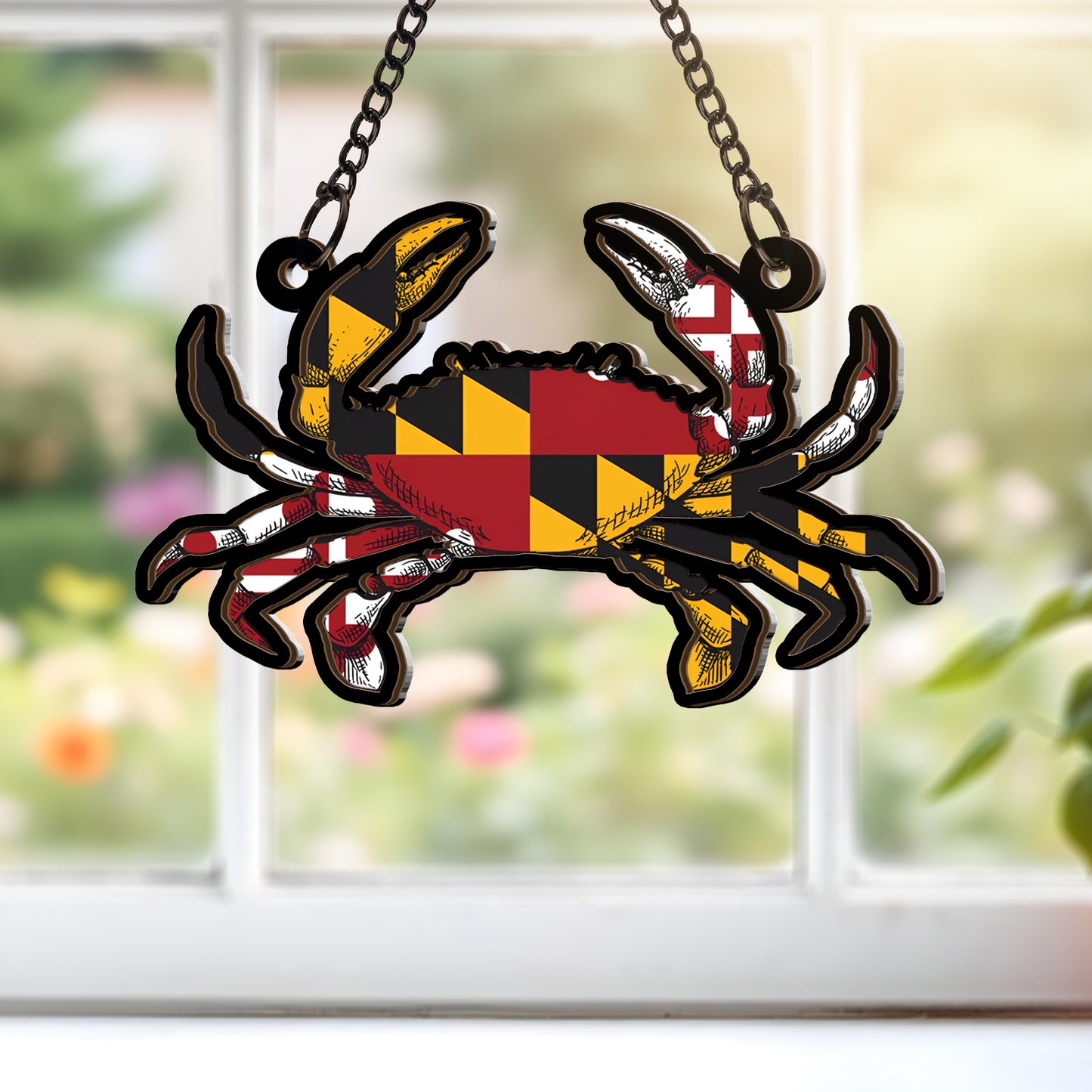 Maryland Flag Crab Custom Shape Window Hanging Suncatcher