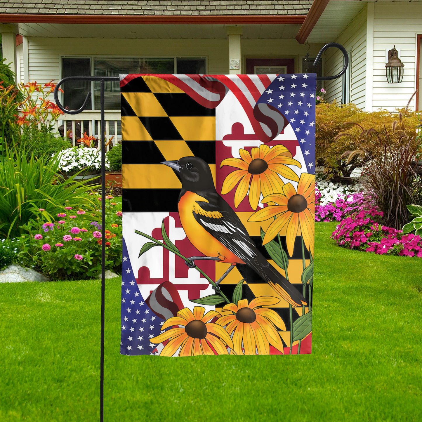 Maryland State Baltimore Oriole Garden Flag