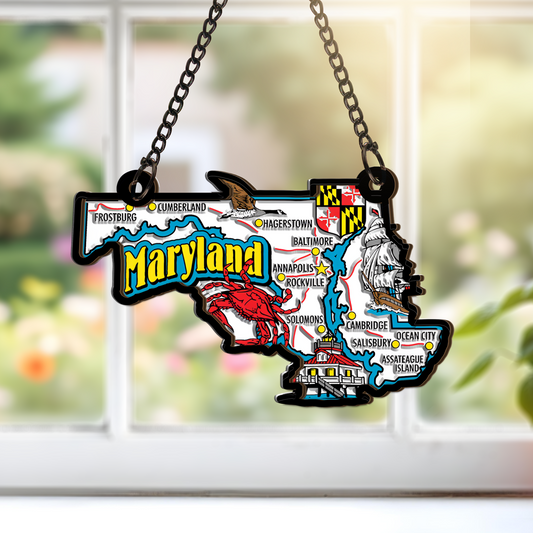Maryland State Custom Shape Window Hanging Suncatcher