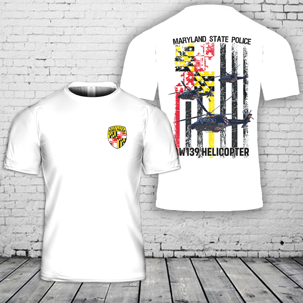 Maryland State Police AW139 Helicopter 3D T-Shirt