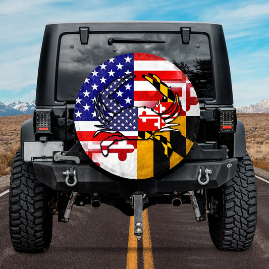 Maryland & US Flag Crab Spare Tire Cover