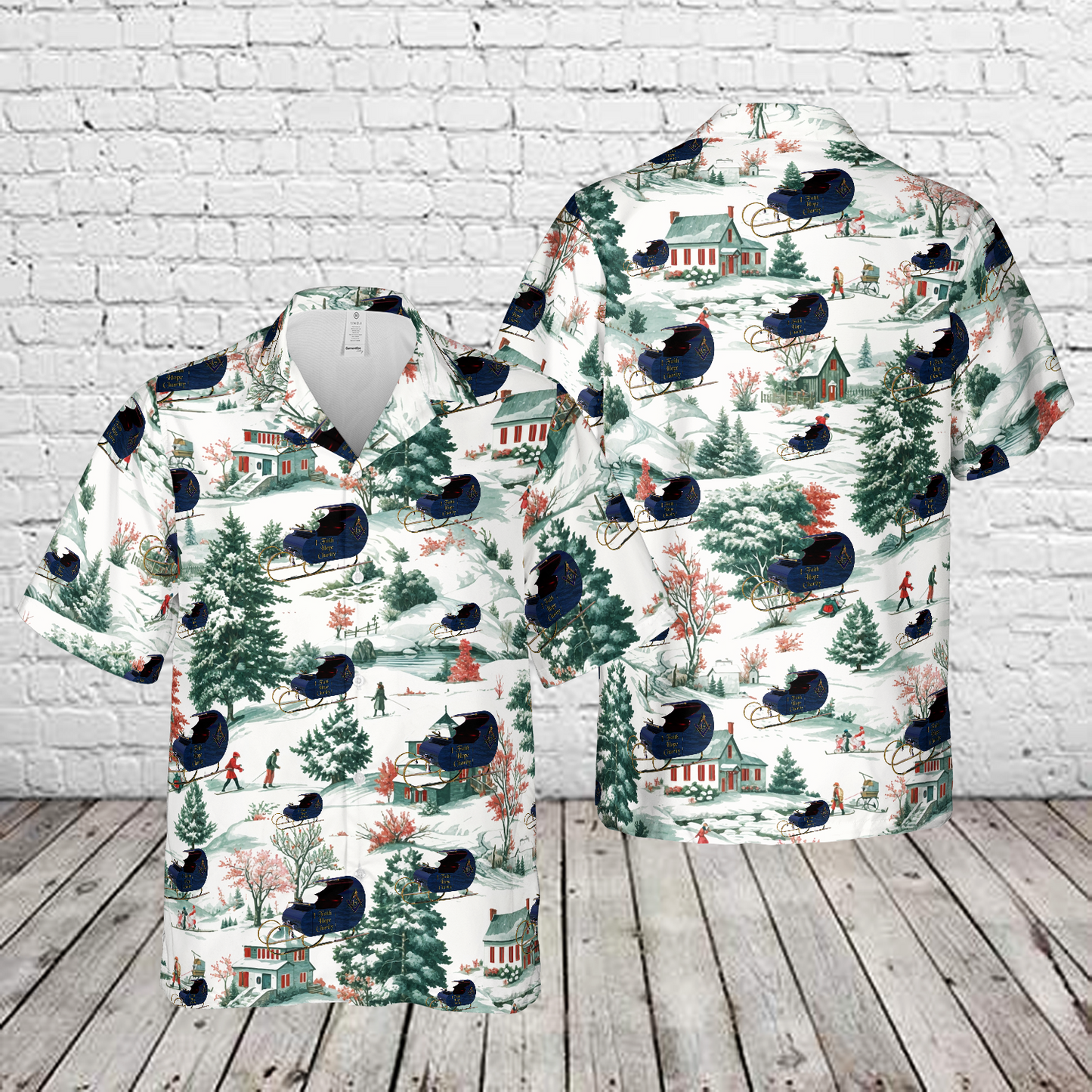 Masonic Sleigh Christmas Hawaiian Shirt