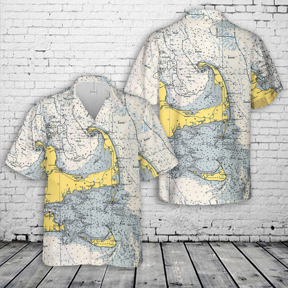 Massachusetts Nautical Chart Hawaiian Shirt