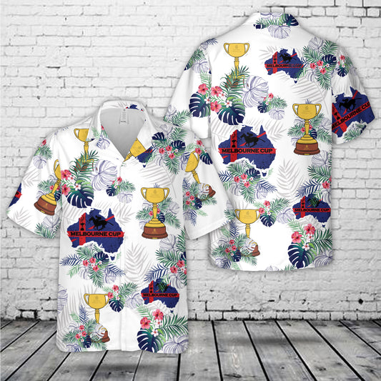 Melbourne Cup Trophy - Horse Racing  with Australian flag Hawaiian Shirt