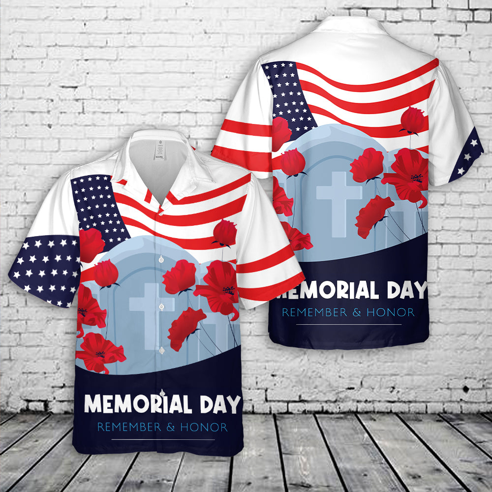 Memorial Day With Red Poppies Hawaiian Shirt