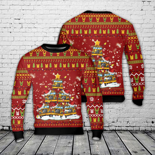 Merry Christmas School Bus AOP Christmas Sweater