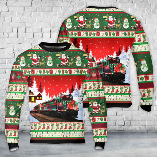 Metra Rock Island Christmas Train AOP Ugly Christmas Sweater