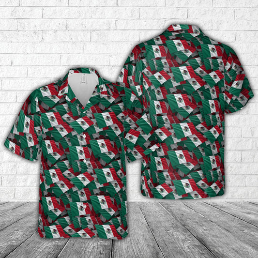 Mexico Flag Pattern Hawaiian Shirt