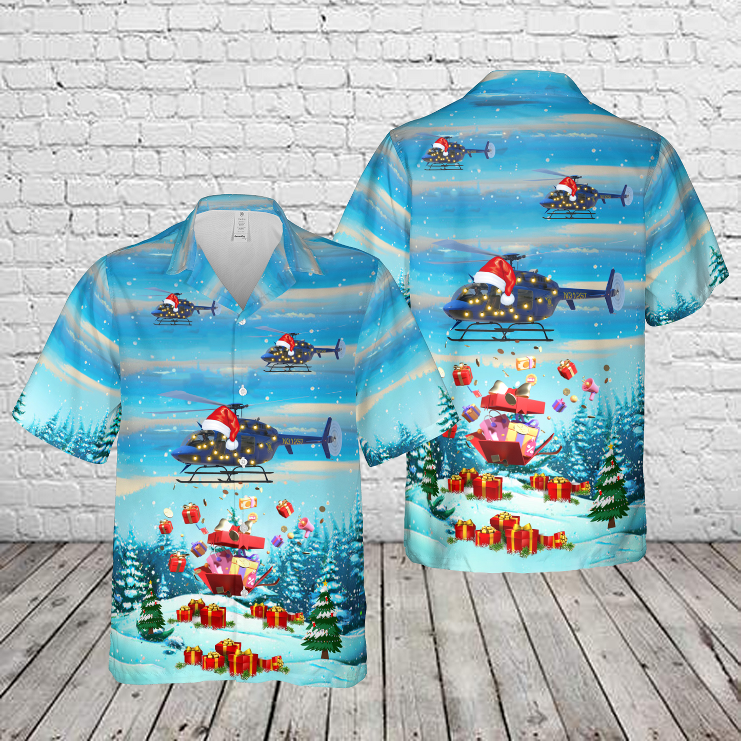Michigan State Police Bell-407 Christmas Hawaiian Shirt