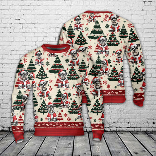 Miniature Schnauzer in a Santa Outfit Christmas AOP Sweater