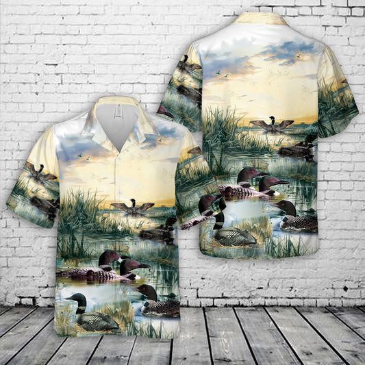 Minnesota State Bird Common Loon Hawaiian Shirt