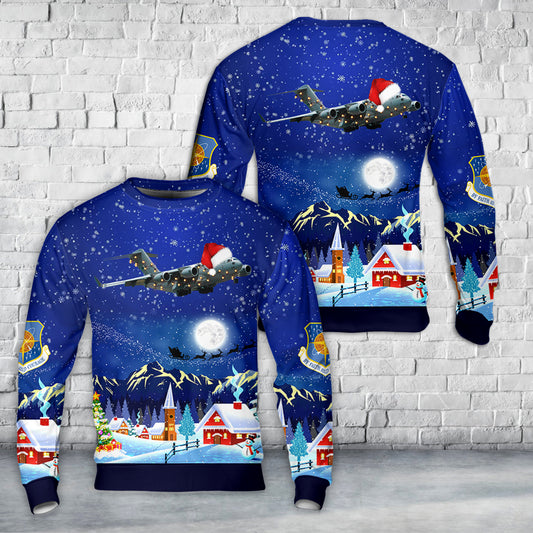 Mississippi Air National Guard 172nd Airlift Wing C-17 Globemaster III Christmas AOP Sweater