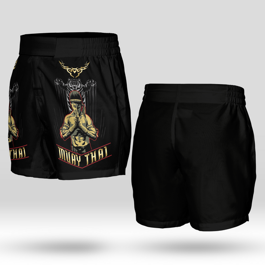 Muay Thai Fighter AOP Fight Shorts (Elastic Waistband)