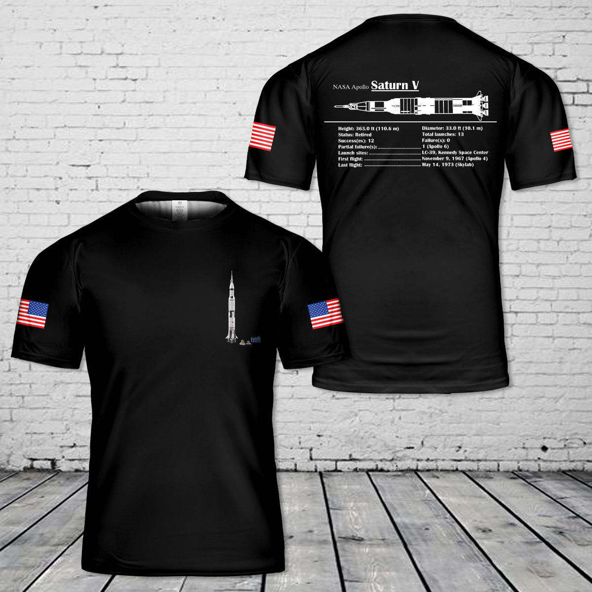 NASA Apollo Saturn V 21309 3D T-Shirt