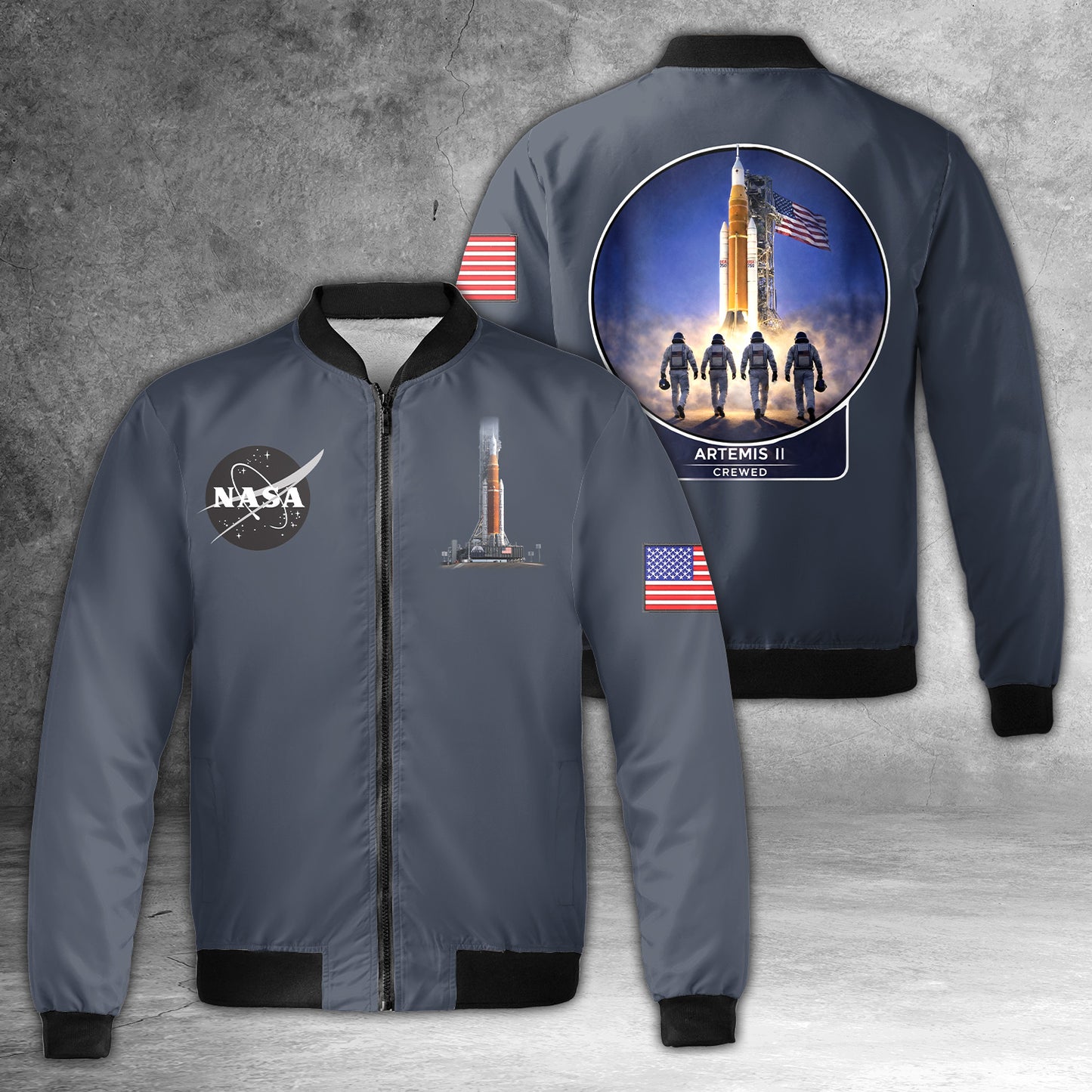 NASA Artemis II Moon Mission Fleece Bomber Jacket