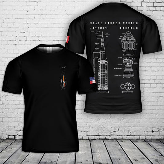 NASA Artemis II SLS Launch 3D T-Shirt