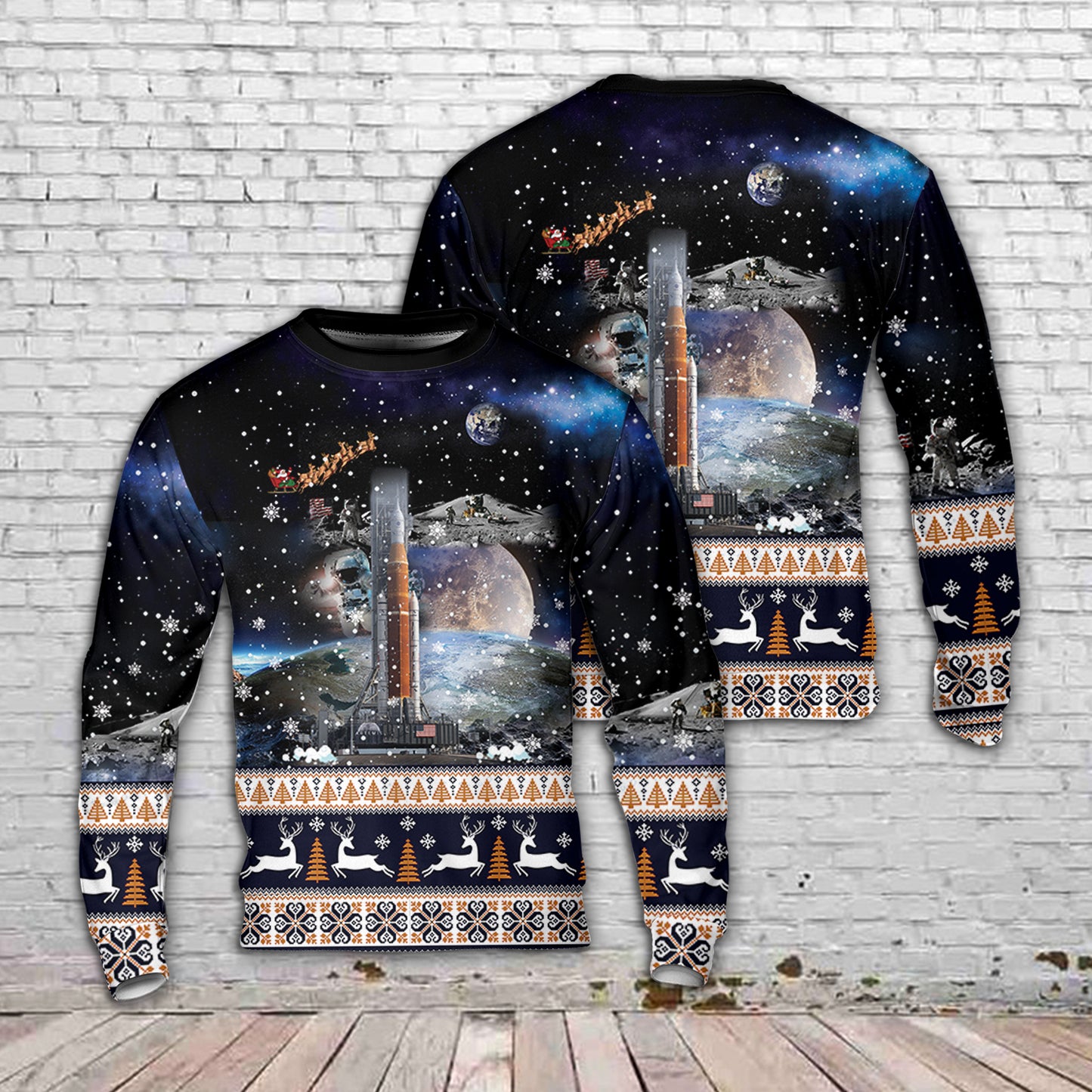 NASA Artemis SLS Moon Rocket Christmas Sweater