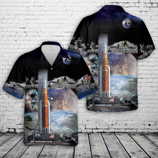 NASA Artemis SLS Moon Rocket Hawaiian Shirt