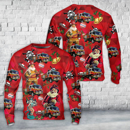 New South Wales RFS Fire Truck Christmas AOP Sweater