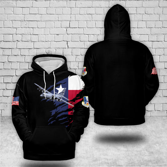 US Air Force Texas Air National Guard 136th Airlift Wing C-130H Hercules 3D Hoodie