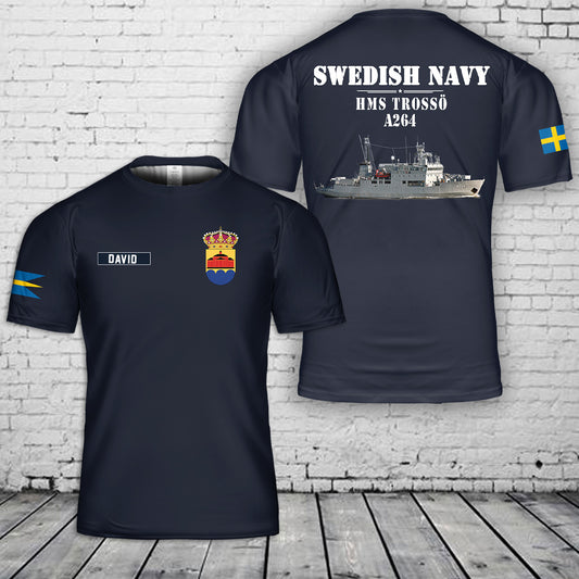 Custom Name Swedish Navy HMS Trosso (A264) 3D T-shirt