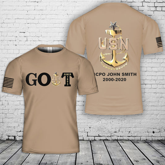 Custom Name & Year US Navy Senior Chief 3D T-Shirt NLSI0201PL10