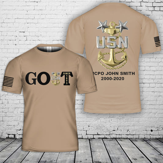 Custom Name & Year US Navy Master Chief 3D T-Shirt