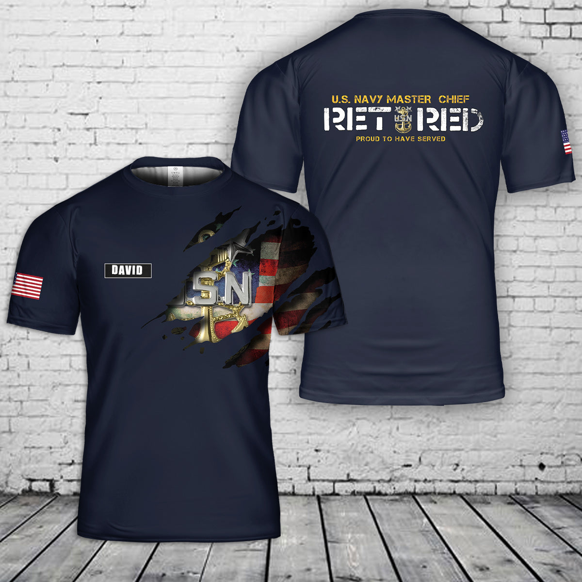 Custom Name US Navy Retired Master Chief 3D T-Shirt