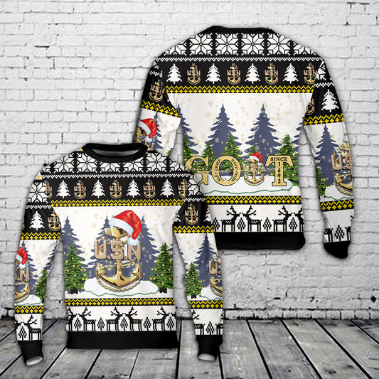 US Navy Senior Chief GOAT Christmas Sweater