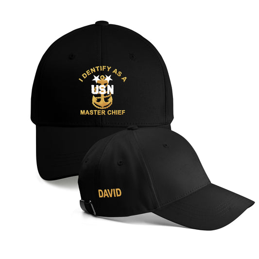 Custom name I Dentify As A Navy Master Chief Embroidered Cap