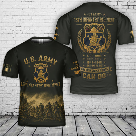 Custom Name 15th Infantry Regiment (United States) 3D T-Shirt