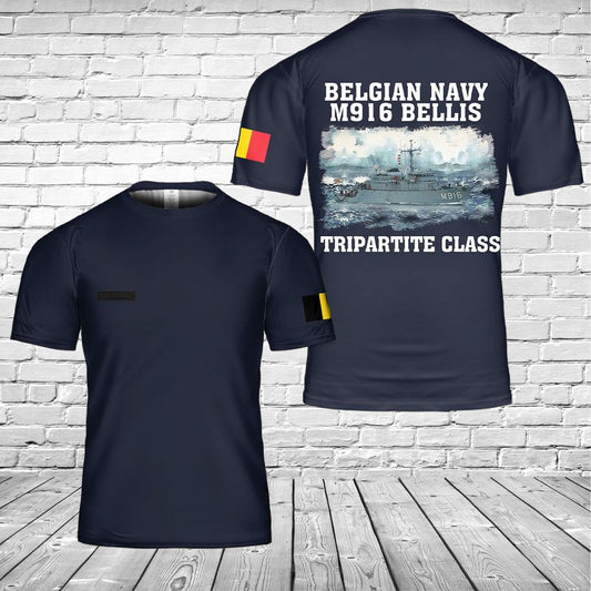 Custom Name Belgian Navy M916 Bellis 3D T-shirt