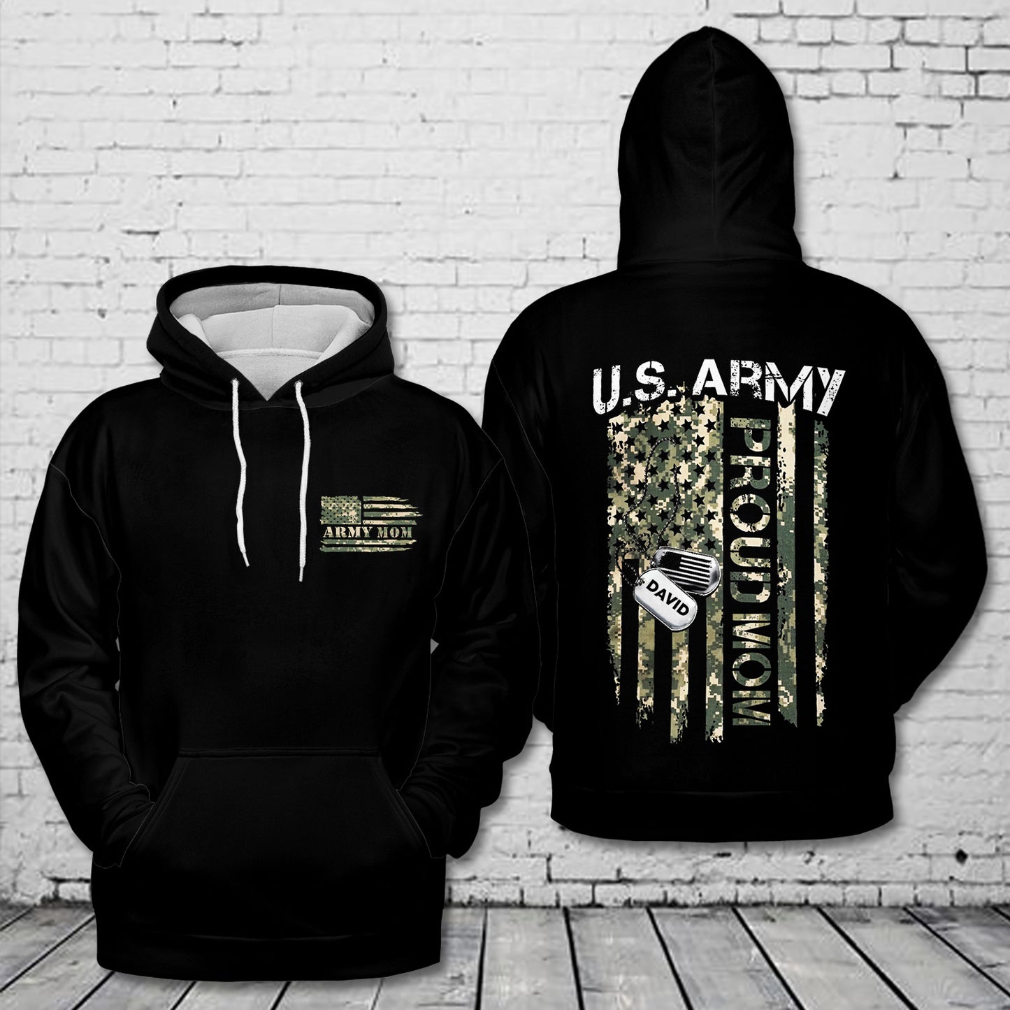 Custom Name Flag Proud US Army Mom 3D Hoodie
