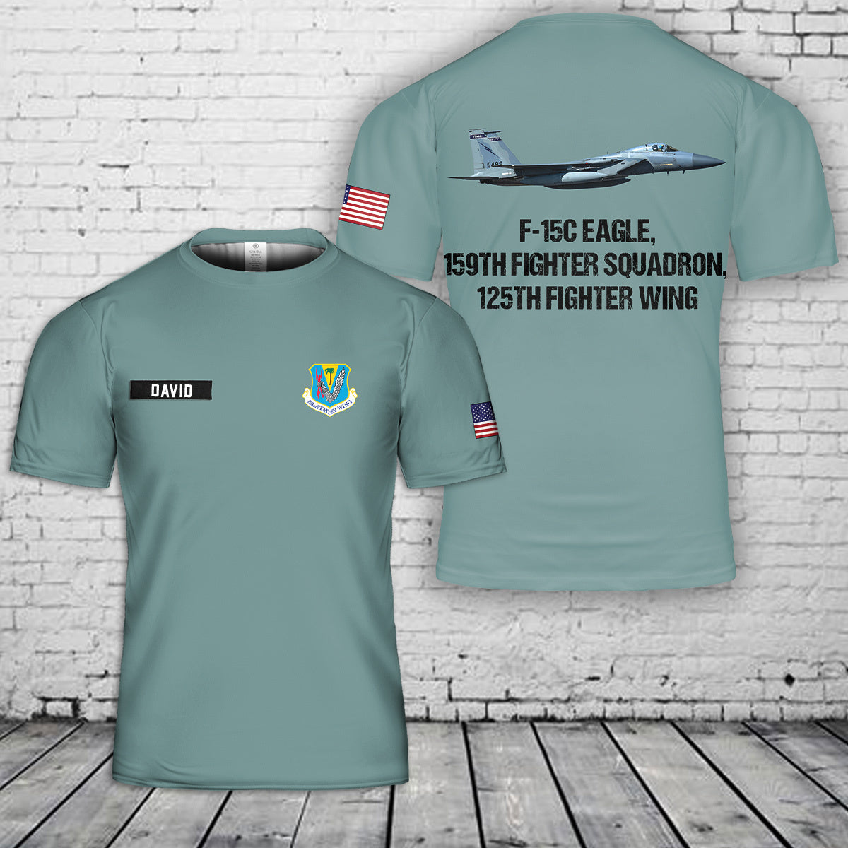 Custom Name Florida Air National Guard F-15C Eagle, 159th Fighter Squadron, 125th Fighter Wing 3D T-shirt