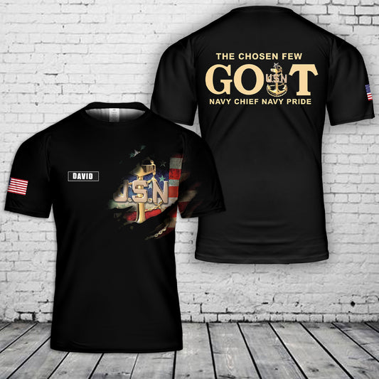 Custom Name US Navy The Chosen Few 3D T-Shirt